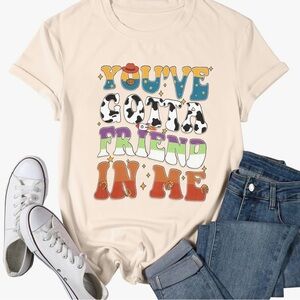 Amazon Cream Short Sleeve Tee Retro Graphic